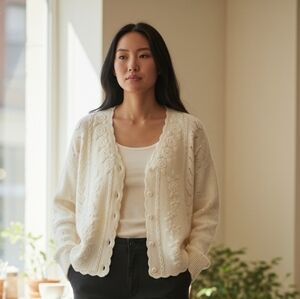 Erika Vintage Cream Knit Cardigan